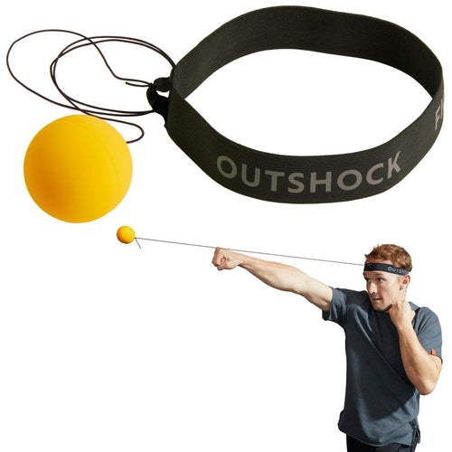 A photo of the Outshock Boxing Reflex Ball for Precision Strike Work in use