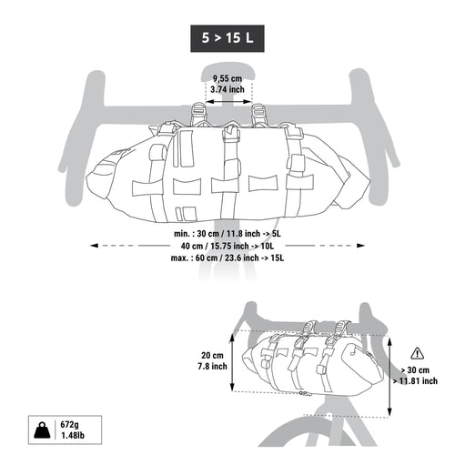 A photo of the Riverside Bikepacking Handlebar Bag Harness in use