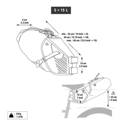 A photo of the Riverside Bikepacking Saddle Harness in use