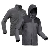 Men's 3-in-1 Waterproof Travel Backpacking Jacket Travel 100 32°F - Grey, Image of