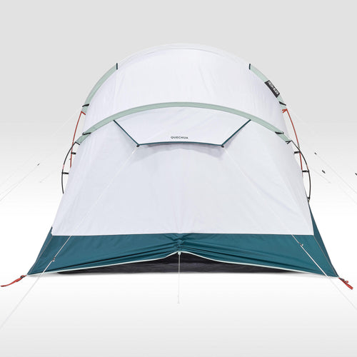 A photo of the Quechua Arpenaz Fresh & Black Waterproof Family Camping Tent 4 Person 2 Room in use