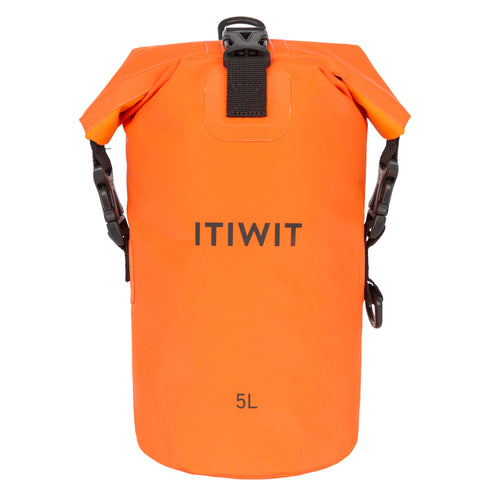 A photo of the WATERPROOF DRY BAG 5L - ORANGE in use