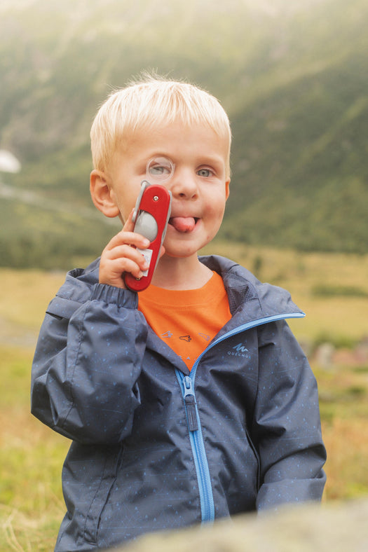 Quechua MH500 Waterproof Hiking Jacket Kids', blue Image 1 of 5