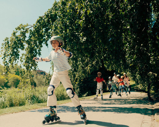 Kids' Set of Inline Skate Scooter Skateboard Protectors Play - Bridal Pink, dark blue Image 1 of 5
