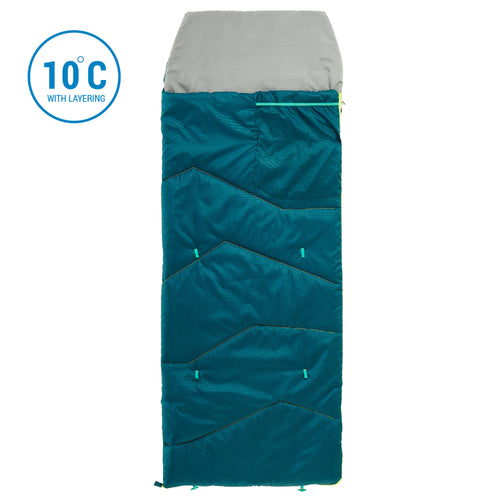A photo of the Kids Sleeping Bag MH100 10 degrees Celcius in use