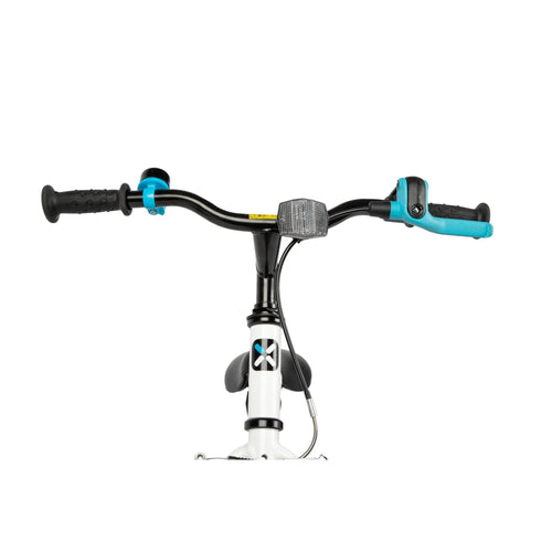 A photo of the Btwin 100 Frosty Blue Hybrid Bike 16" Kids 3'7" to 4'0" in use