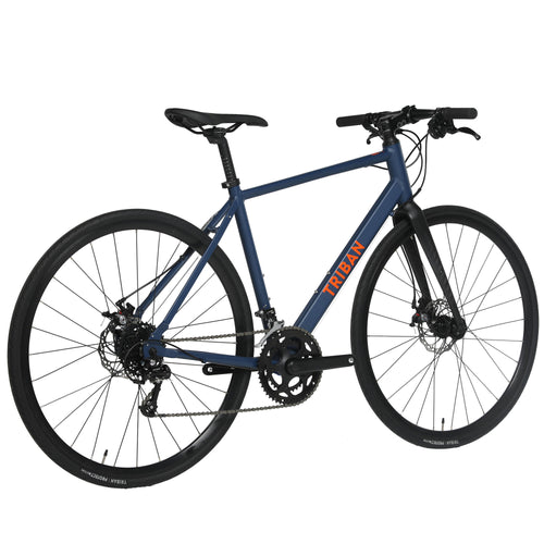 A photo of the Triban RC120 Flat Bar Disc Brake Road Bike in use