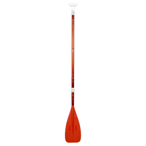 A photo of the Paddle Ultra-compact 5-part stand-up paddle (160-220 cm orange). in use