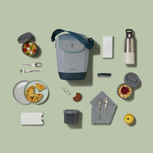 A photo of the Quechua Flexible 10 L Camping Cooler Lunch Box in use