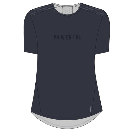 A photo of the Women's Fitted Fitness Cardio T-Shirt - Dark Blue in use