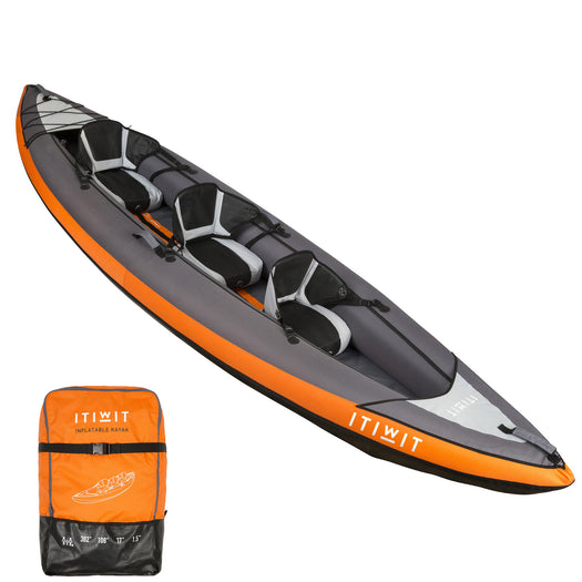 Itiwit Inflatable Recreational Touring Sit-on-top Kayak 1 to 3 person 507lb, orange - pump sold separately Image 3 of 3