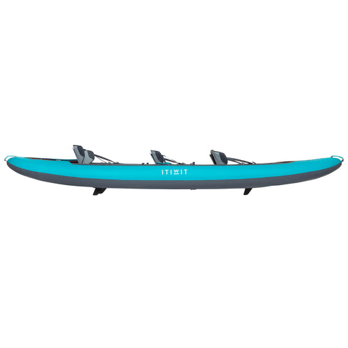 A photo of the Itiwit X100 Inflatable Recreational Touring Sit-on-top Kayak 1 to 3 person 540lb in use
