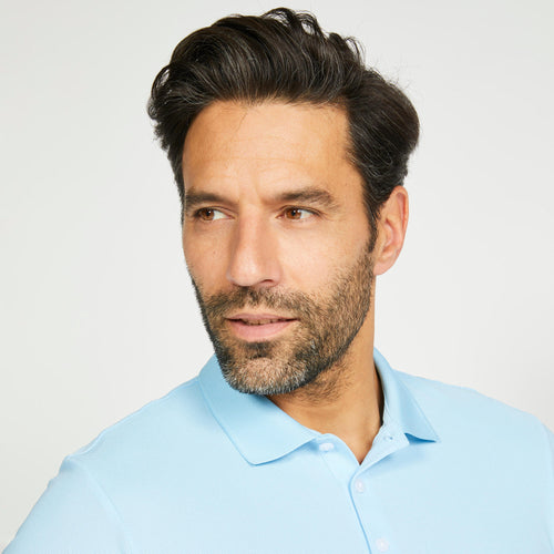 A photo of the MEN'S GOLF SHORT SLEEVE POLO SHIRT - WW500 SKY BLUE in use