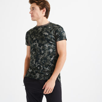 Men's Crew Neck Breathable Essential Fitness T-Shirt - Khaki Camo, Image of