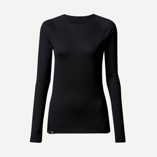 Women's Long-sleeve 100% Merino Wool T-shirt - MT500, black Image 3 of 3