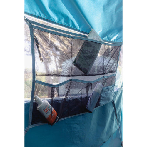 A photo of the Quechua Universal Tent 6-Pouch Organizer in use