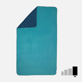 Microfibre Towel Ultra Compact Double-Sided Size Xl 110 X 175 Cm - Blue Green, Image of