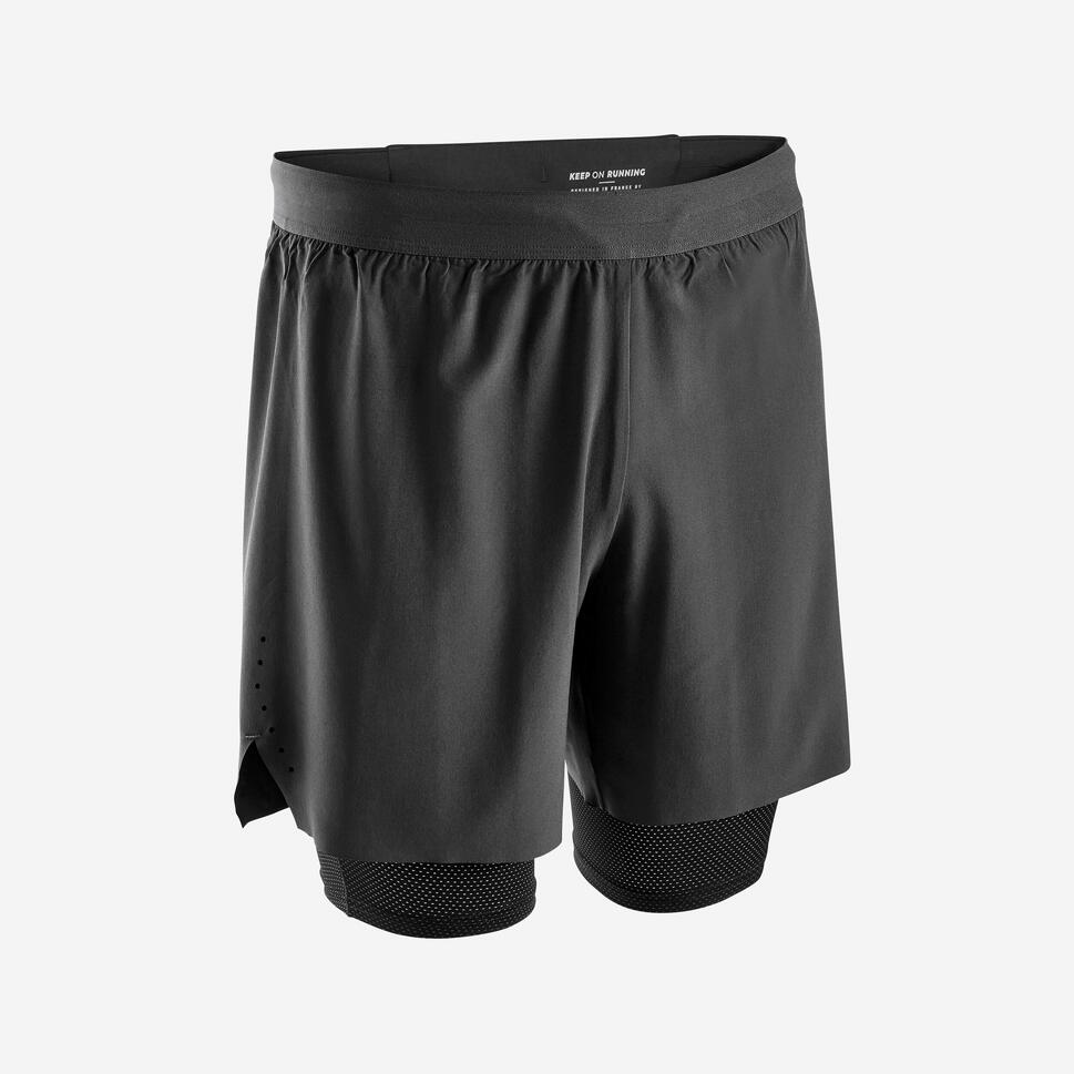 Kiprun Men's Run 500 2-in-1 Compression Running Shorts