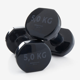 Fitness 5 kg Dumbbells Twin-Pack - Black, Image of