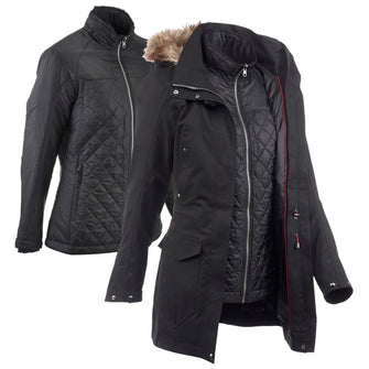 Women's waterproof 3in1 travel backpacking jacket - Travel 700 -10° - Black, Image of