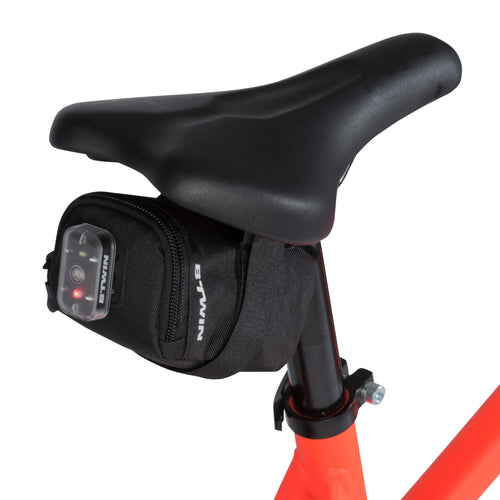 A photo of the Btwin 100 Bike Repair Kit and 0.5 L Saddle Bag in use