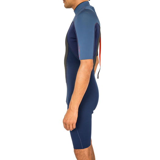 Men's Surfing 2 mm Neoprene Shorty Wetsuit 500, dark blue Image 2 of 4
