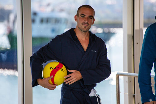 Nabaiji 500 Cotton Bathrobe w Hood Men, navy blue Image 1 of 3