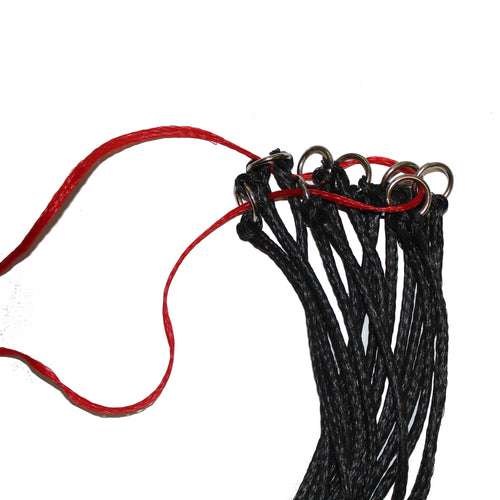 A photo of the Horse Riding Hay Net 10 cm Mesh - Black in use