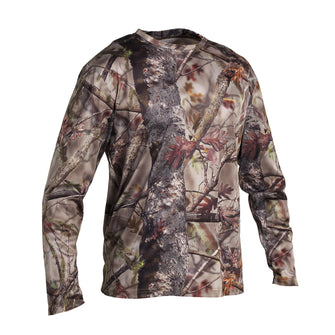 HUNTING 100 BREATHABLE LONG-SLEEVED T-SHIRT - WOODLAND CAMOUFLAGE, Image of