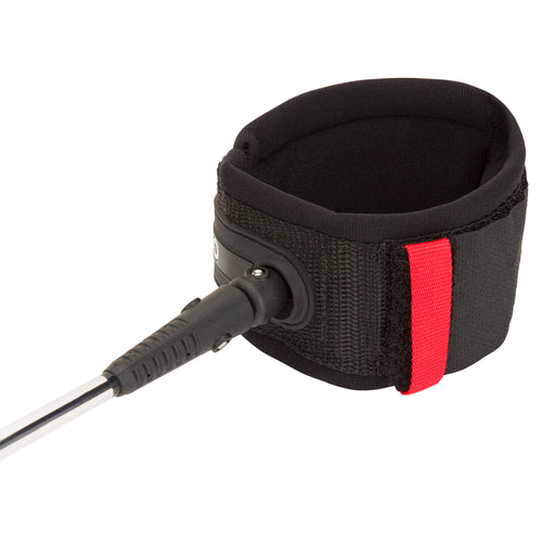 A photo of the Olaian Padded Double Swivel Leash Ø7mm w Rail Saver 8' Board in use