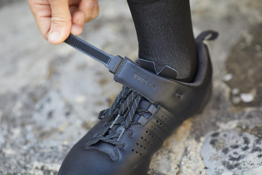 Road and Gravel Cycling Leather Lace-Up SPD Shoes GRVL 520 - Black, black Image 5 of 5