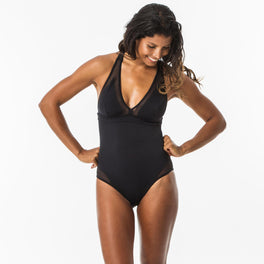 Olaian Isa X-Back One Piece Surf Swimsuit Women's, Image of