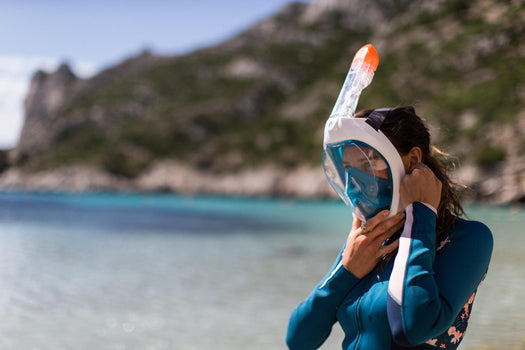 Subea Adult & Teen Easybreath 500 Full Face Surface Snorkeling Mask, deep petrol blue Image 2 of 5