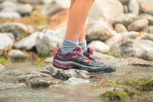 Quchua Crossrock Waterproof Lace-Up Hiking Shoes Kids', damson Image 3 of 5