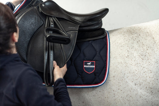 Fouganza 500 Horseback Riding Saddlecloth for Horse Pony, asphalt blue Image 2 of 4