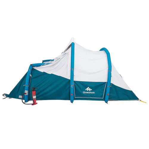 A photo of the Quechua Air Seconds Fresh & Black Inflatable Camping Tent 5 Person 2 Room in use