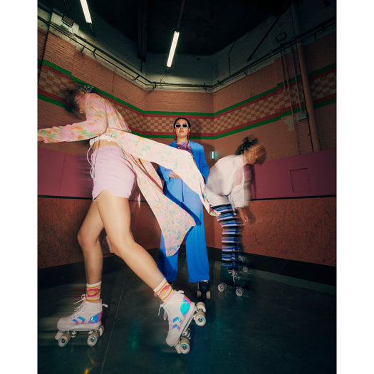 Oxelo Quad Vintage Style Roller Skate 54mm 32A Women's & Kids, white Image 2 of 5