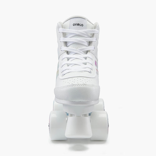 A photo of the Oxelo Quad Vintage Style Roller Skate 54mm 32A Women's & Kids in use