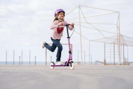 Oxelo MID5 Foldable Scooter w/ Suspension & Hand brake Kids 3'6 to 4'9, blue Image 1 of 10