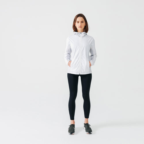 A photo of the Kalenji Women's Running Rain Jacket in use