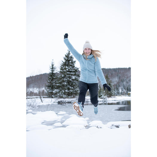 Women's Warm Fleece Hiking Jacket - SH100 ULTRA-WARM, light gray blue Image 3 of 4
