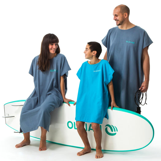 Olaian 100 Poncho Cotton Adult, blue gray Image 3 of 5