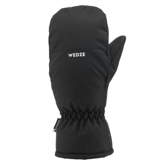 KIDS' WARM AND WATERPROOF SKI MITTENS 100 BLACK, Image of
