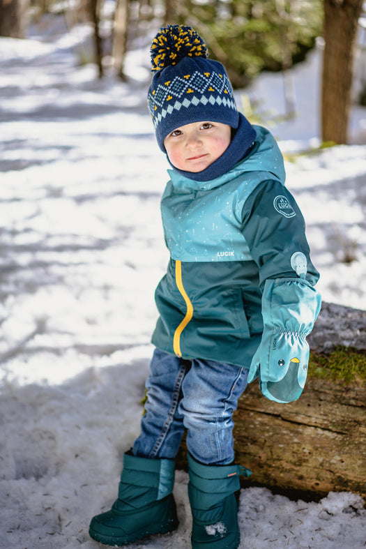Baby Ski Mittens - WARM LUGIKLIP Turquoise, gray blue Image 3 of 5
