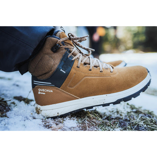 Kids' warm and waterproof SH500 lace-up leather hiking shoes - size 2.5 - 5.5, dark cinnamon Image 2 of 5