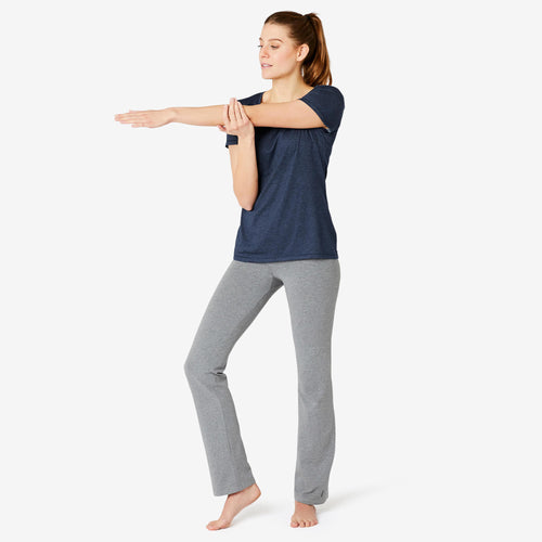 A photo of the Women's Pilates and Gentle Gym Regular-Fit Sport T-Shirt 500 in use