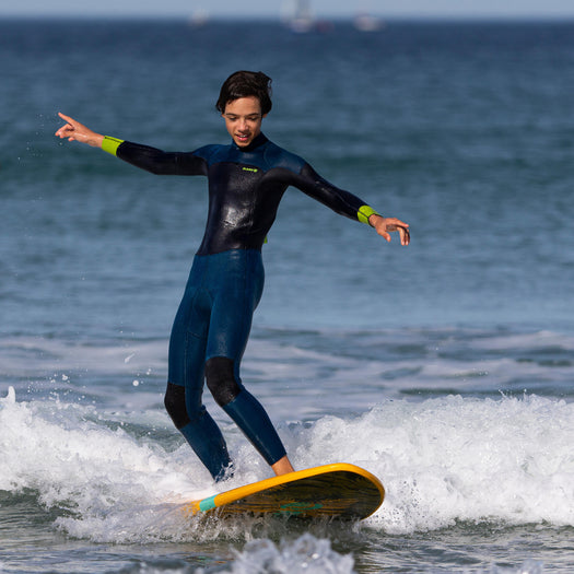 Olaian 500 4 3 mm Neoprene Surfing Wetsuit Boys', petrol blue Image 4 of 5