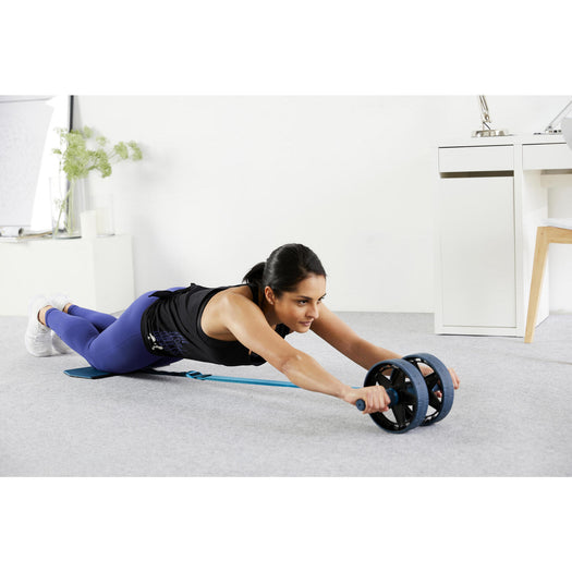 Corength Fitness Ab Roller Wheel with Elastic Strap and Mat, dark petrol blue Image 4 of 5
