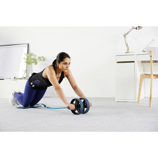 Corength Fitness Ab Roller Wheel with Elastic Strap and Mat, dark petrol blue Image 3 of 5