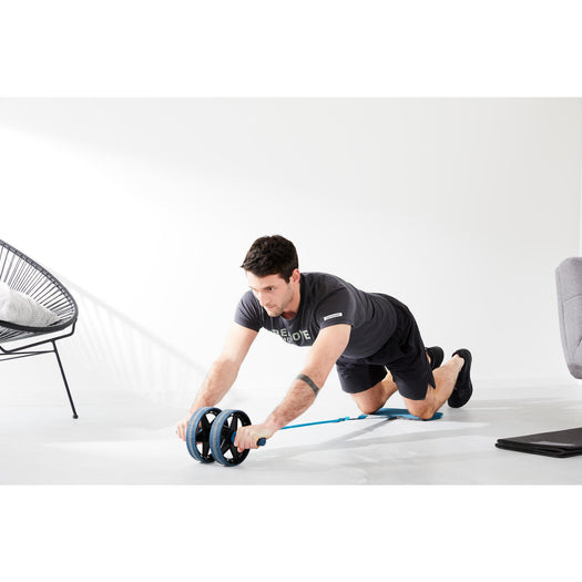 Corength Fitness Ab Roller Wheel with Elastic Strap and Mat, dark petrol blue Image 2 of 5